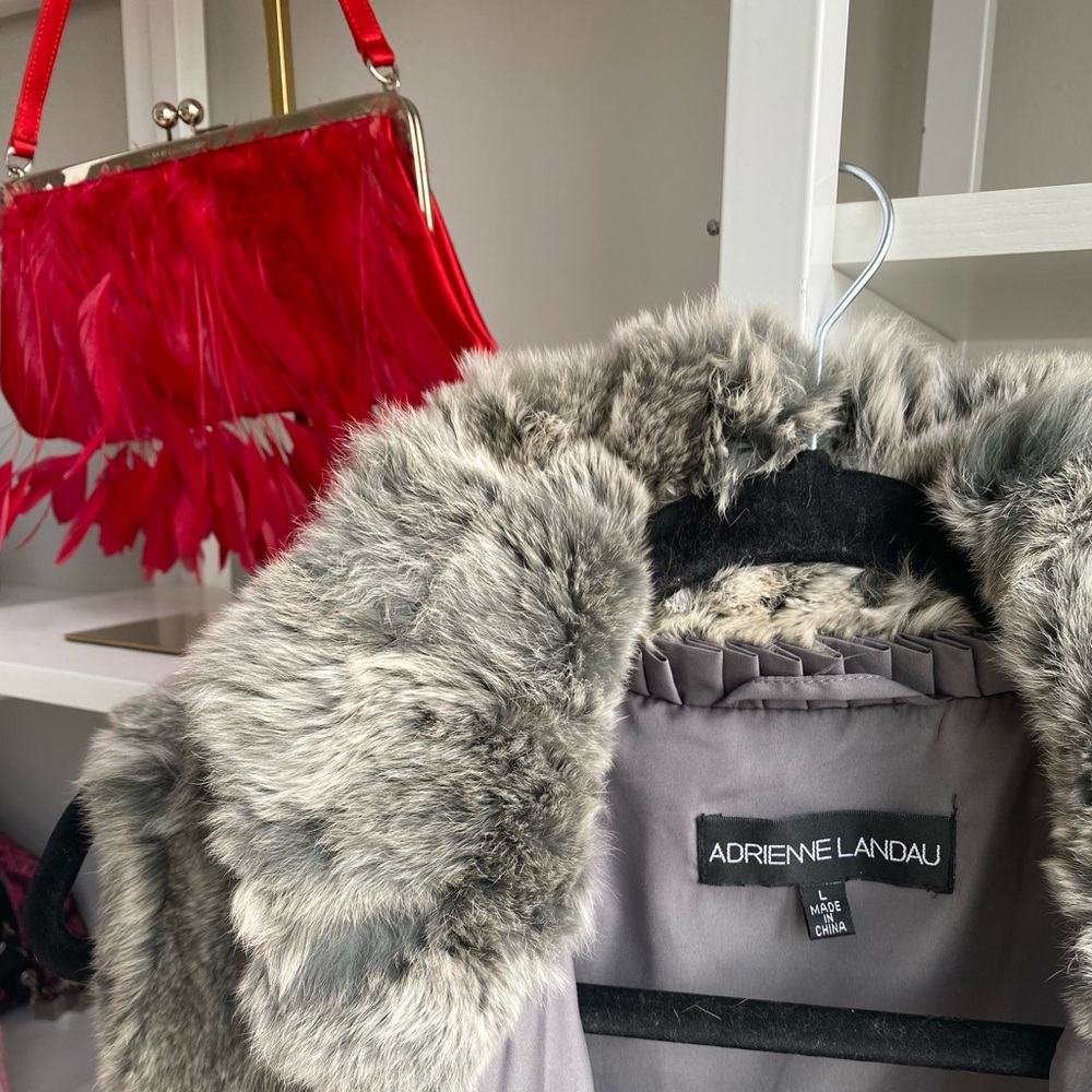 Adrienne Landau Grey Rabbit Fur Vest Jacket 🌪️ - Picture 8 of 8